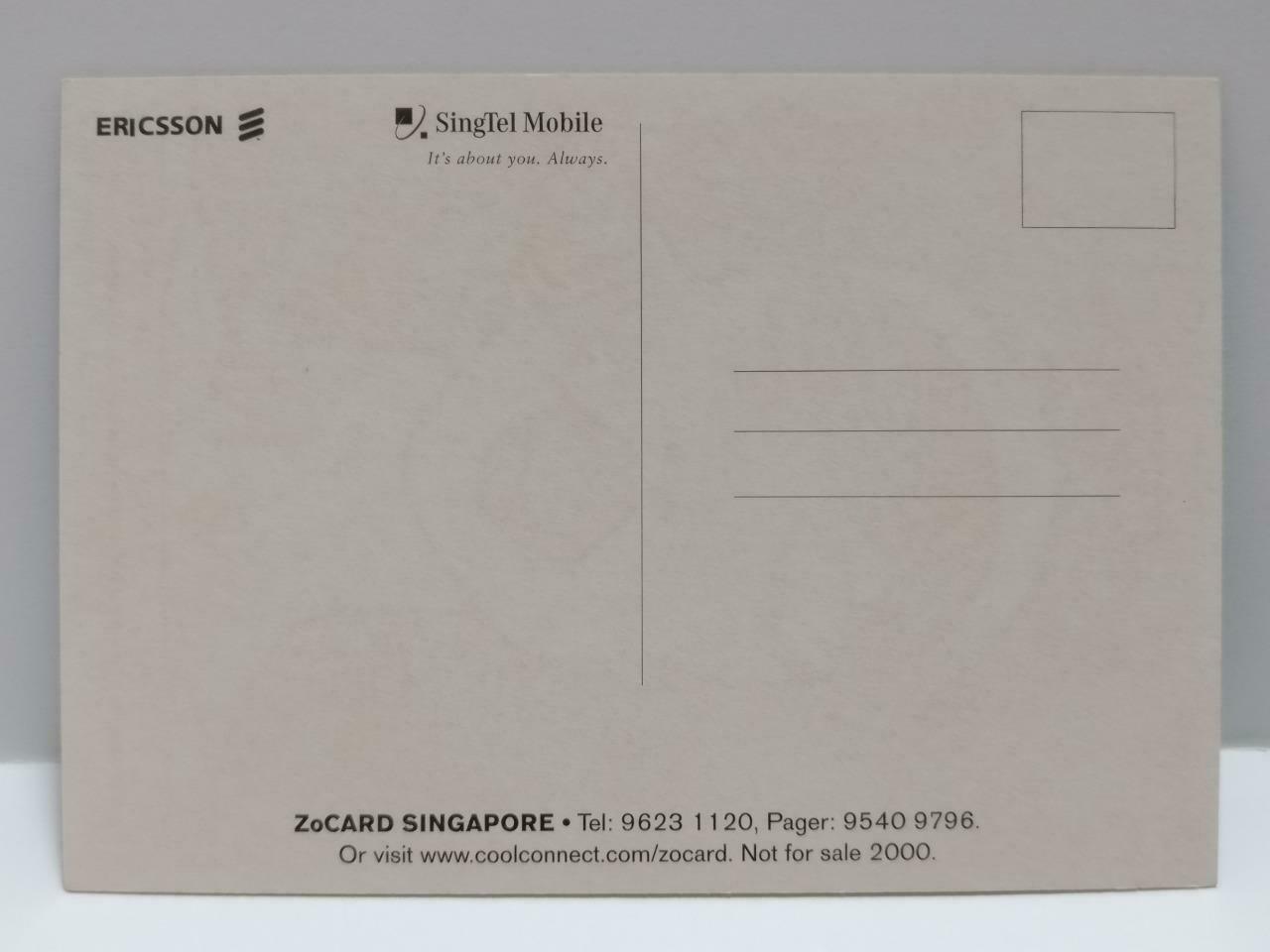 LUCKYPIGEON888 Ericsson Blue Red Mobile Phone 2000 Singapore Ad Postcard (E0321)