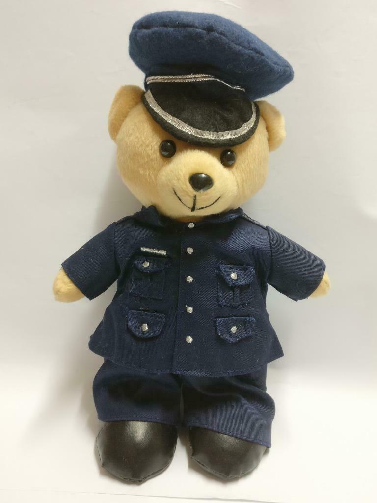 Cute Teddy Bear In Blue Police Uniform Hat 10" Plush Soft Toy F/S (PTY015)