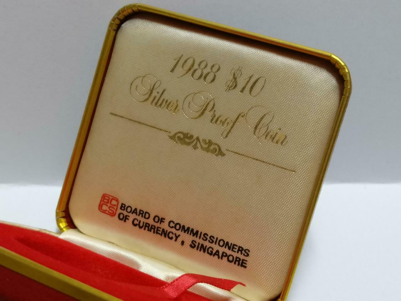 Singapore $10 Dragon 1988 Proof Silver Coin With Box & Cert (C043b)