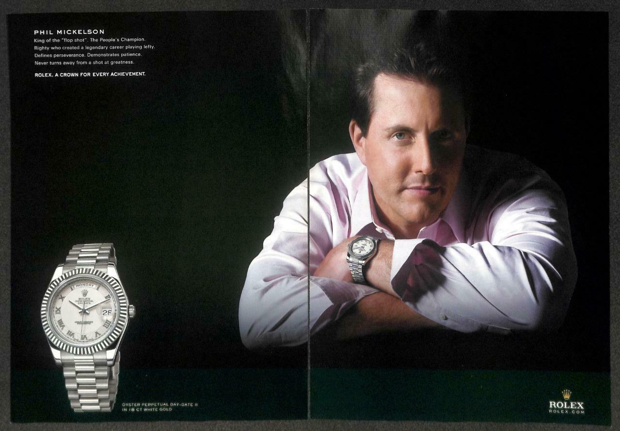 2010 Rolex Watch Phil Mickelson Magazine Advertisement Print Ad x 2 (P960)