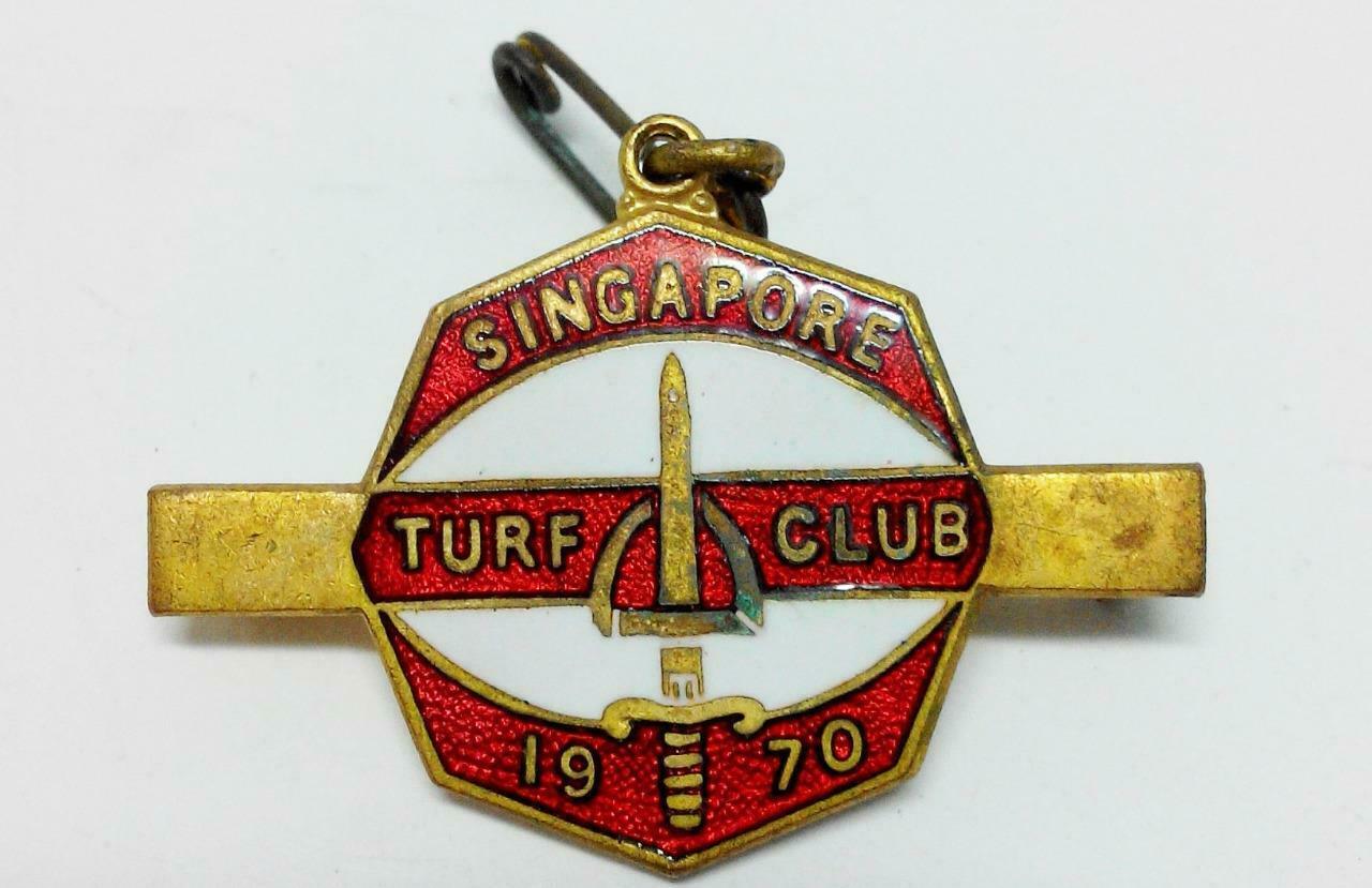 Mega Rare Vintage Singapore Turf Club 1970 W.O. Lewis (Badges) Pin Badge (B364)