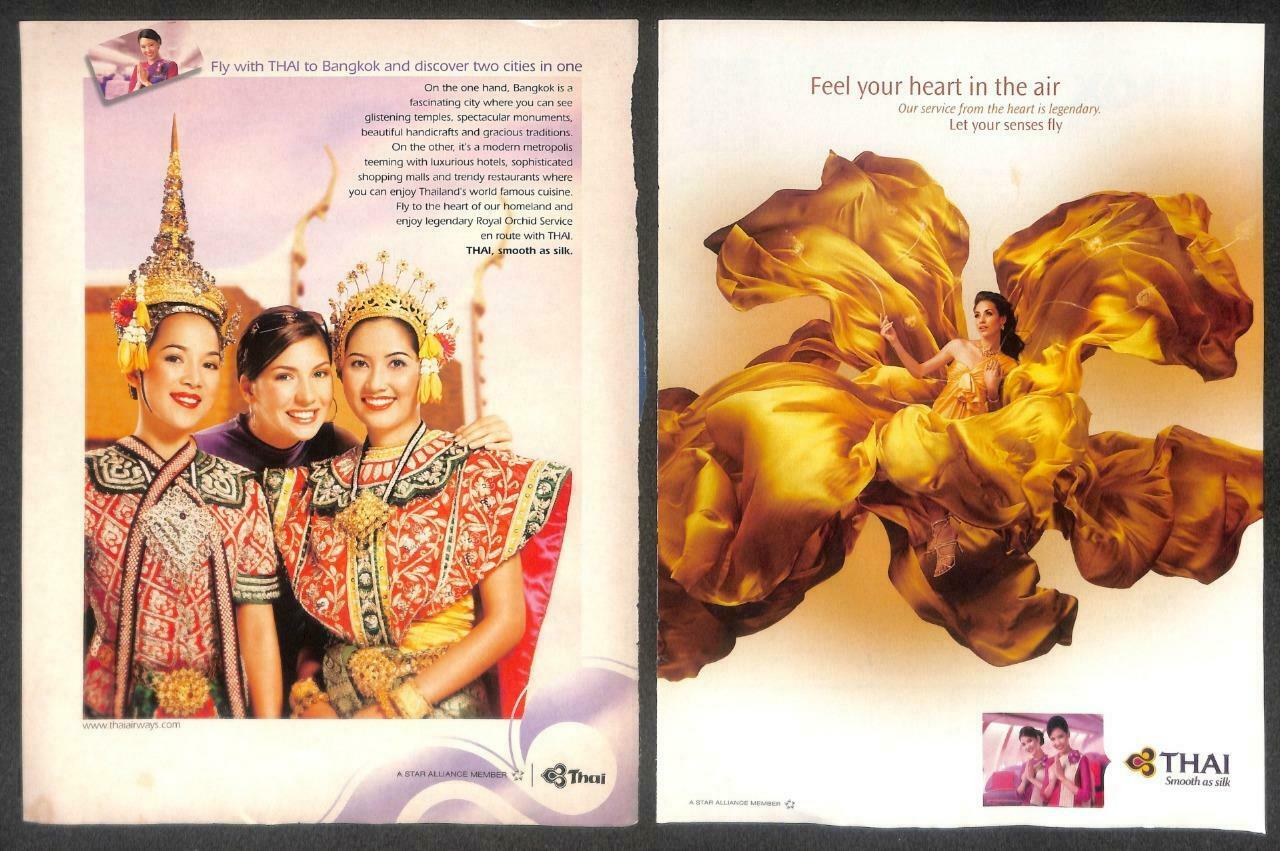 Vintage Thailand Thai Airways Magazine Advertisement Print Ad x 6 (P907)