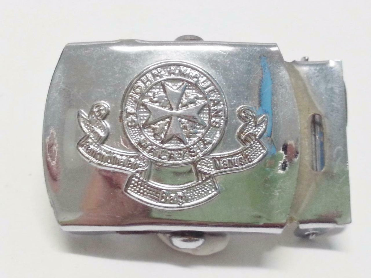 Rare Vintage Malaysia St. John Ambulans Ambulance Metal Belt Buckle (B206)