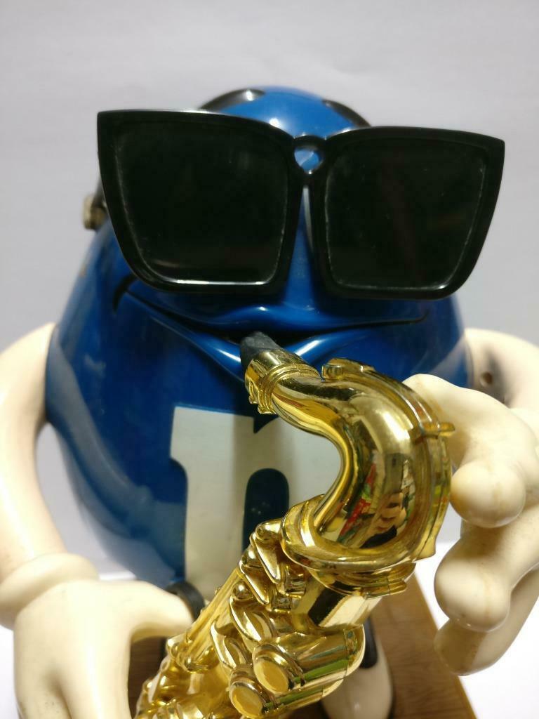 M&M's M&M Chocolate Blue Sunglasses Saxophone Candy Dispenser No Box (A2182) *5