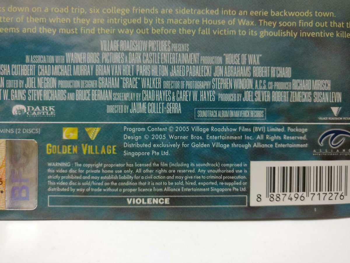 Horror Movie House Of Wax Special Ed. Paris Hilton Singapore Video 2x VCD CDS567