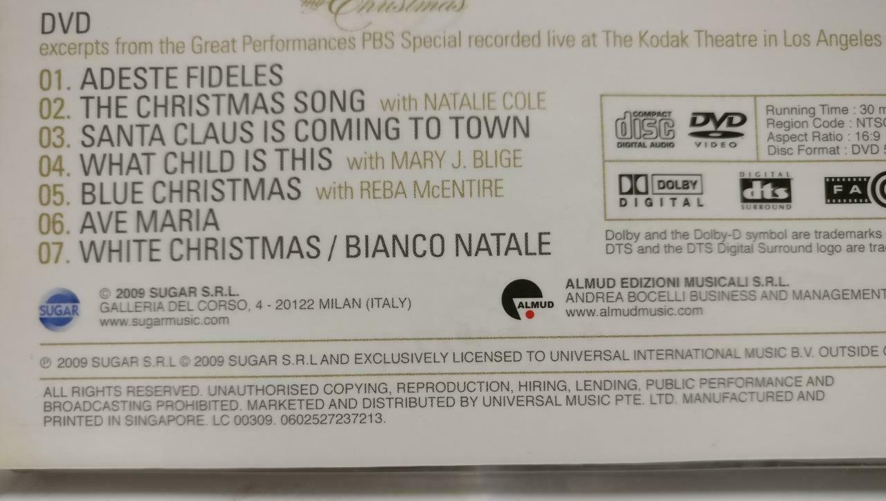 Andrea Bocelli My Christmas 2009 Singapore English CD + DVD CD1119 D