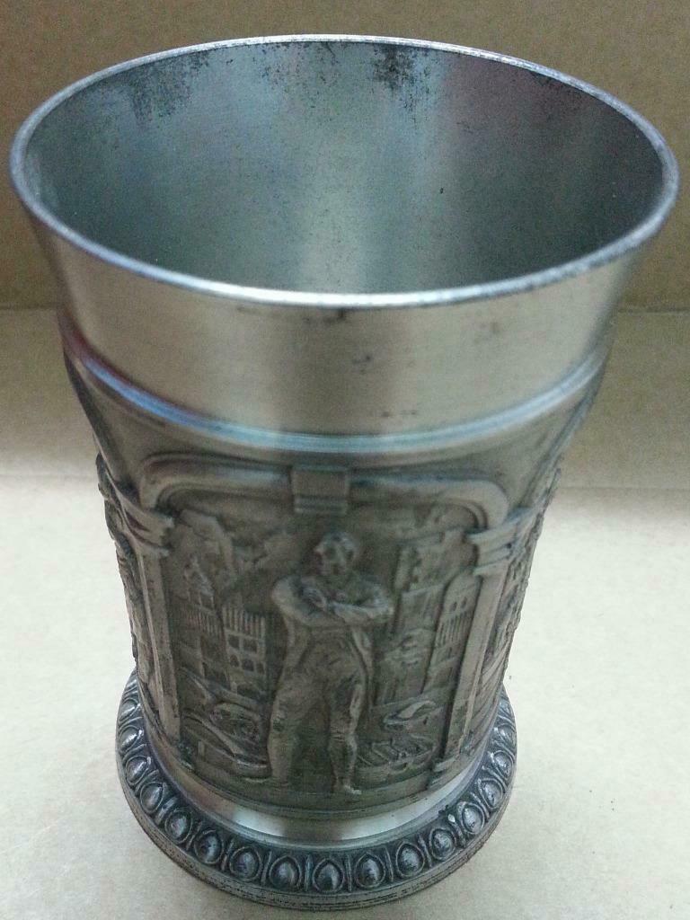 Rare Singapore Tumasek Pewter Merlion Raffles Lion Dance Cup Mug (A1240)