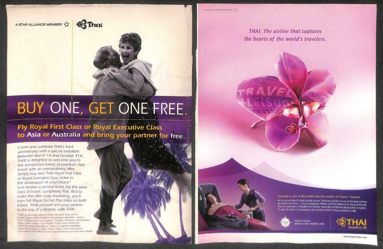 Vintage Thailand Thai Airways Magazine Advertisement Print Ad x 6 (P907)