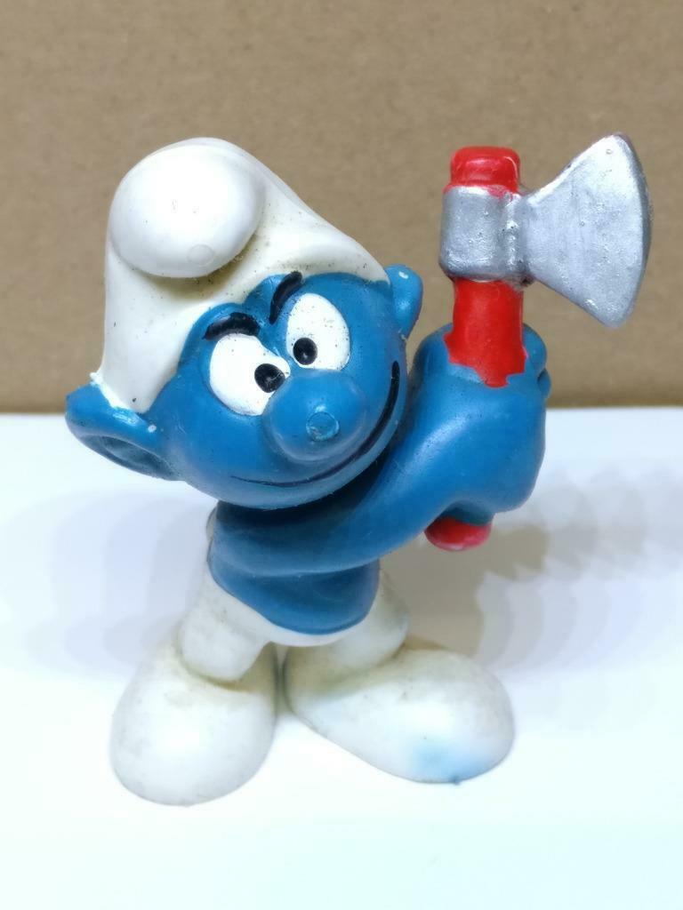 Vintage The Smurfs Axe Miniature Figurine 1976 Peyo Hong Kong x1 Piece (A1777)