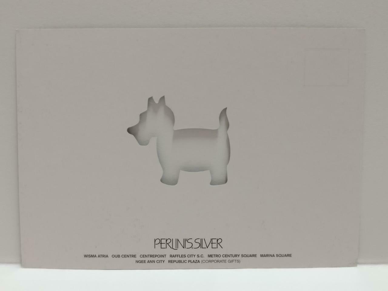 LUCKYPIGEON888 Perlini's Silver Poodle Dog Cute Singapore Ad Postcard (E0234)