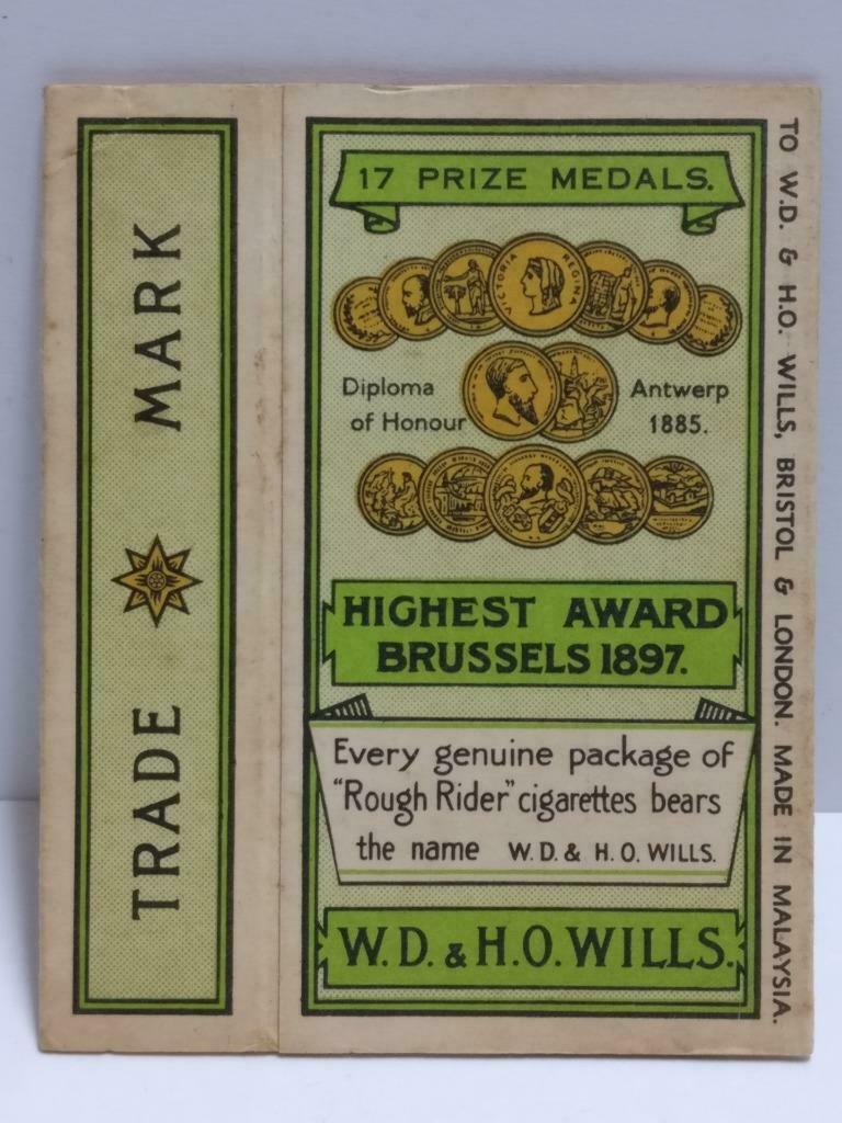 Vtg Malaysia Rough Rider W.D & H.O Wills Cigarettes Empty Paper Box F/S (A2312)