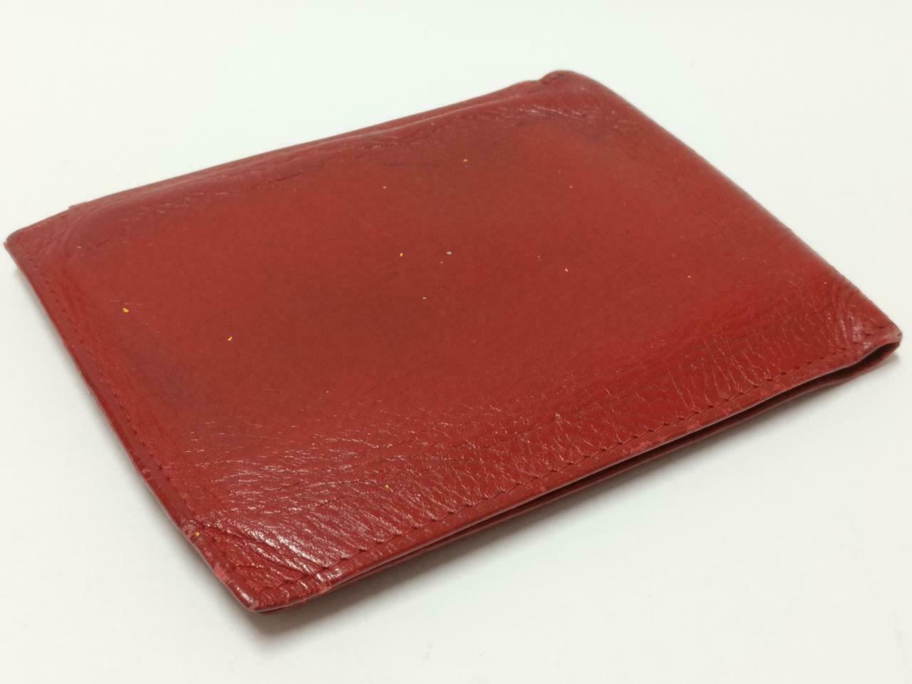 Vintage Rolex Red Leather Bi-Fold Wallet 60.02.55 F/S (A2430)