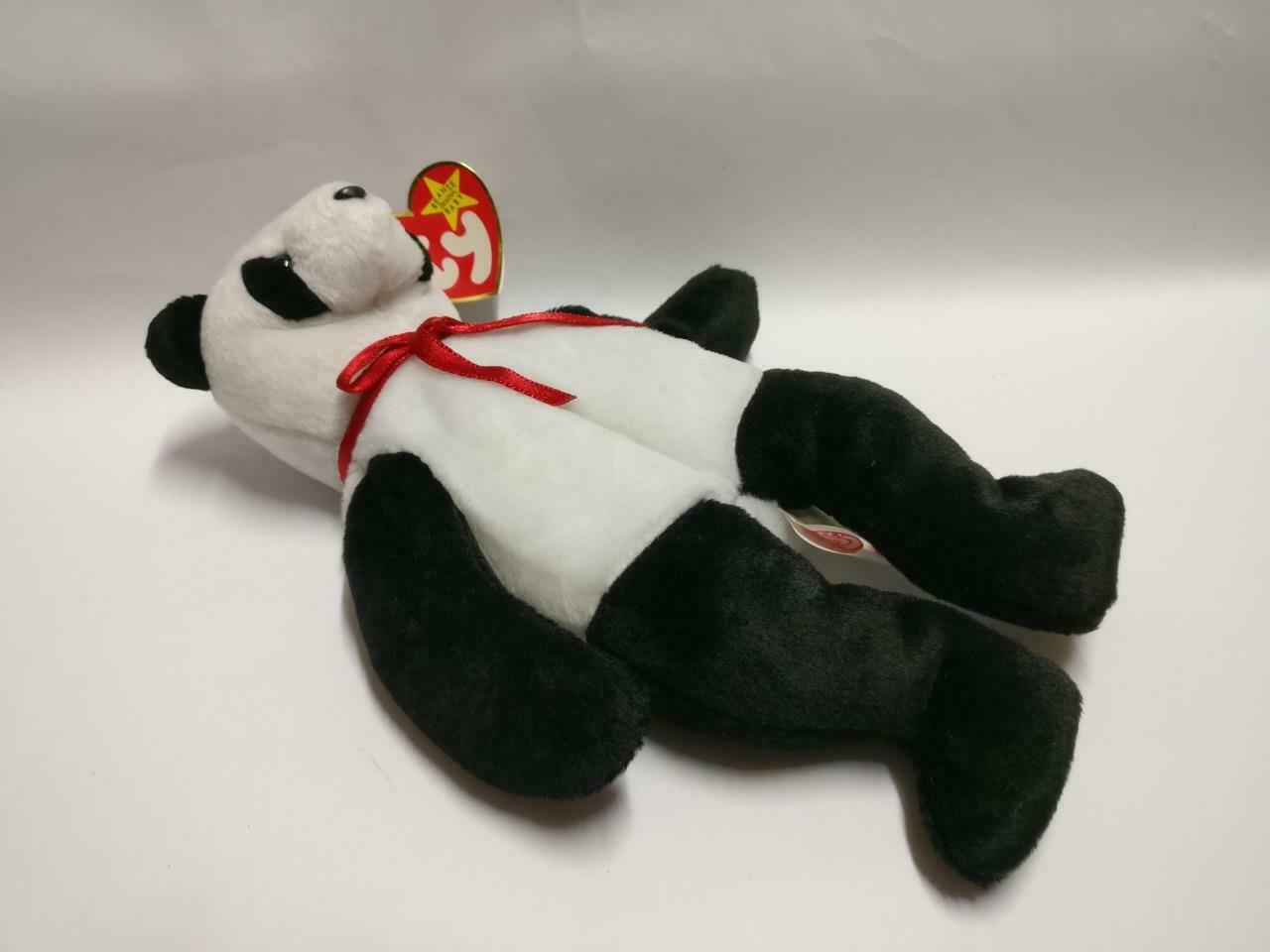 Vintage Ty Beanie Babies Fortune Panda Bear 8" 1997 KR Plush Soft Toy (PTY117)