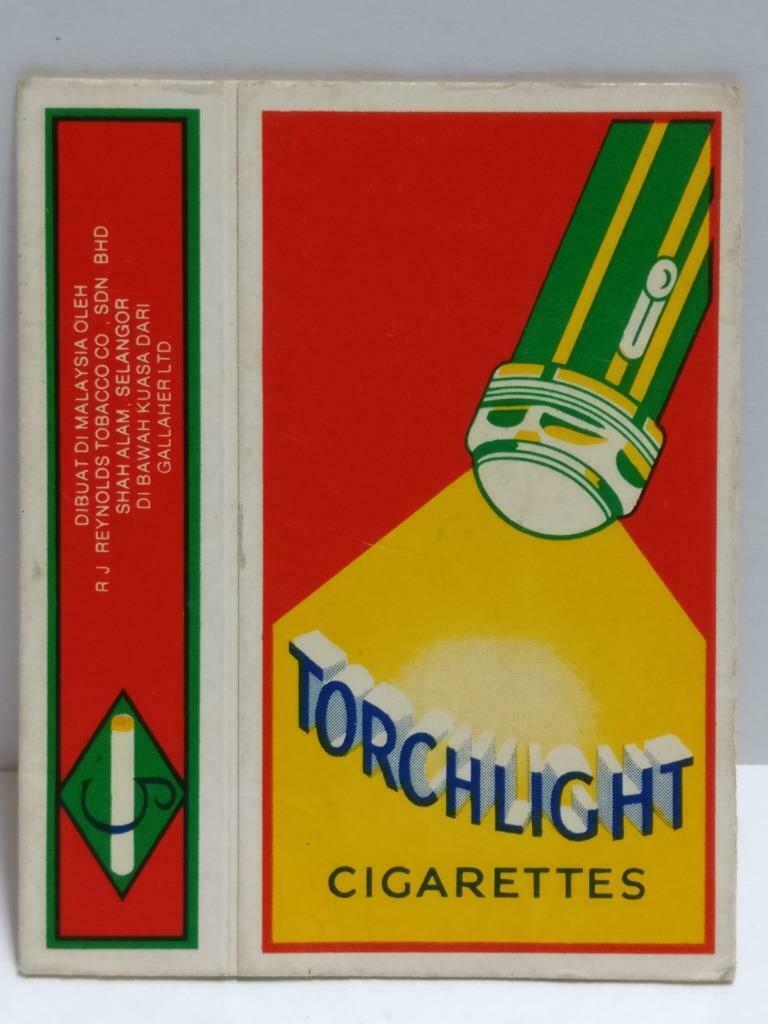 Vintage Malaysia Torchlight Cigarettes Ephemera Empty Paper Box Cover F/S A2314