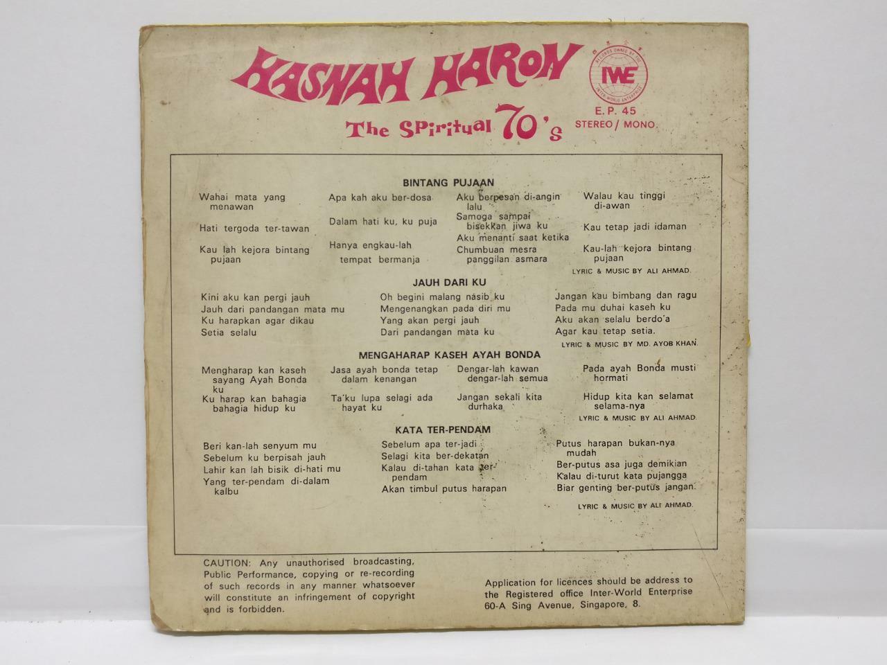 Malay Hasnah Haron & The Spiritual Band Psych Garage Rare Singapore EP 7" EP400