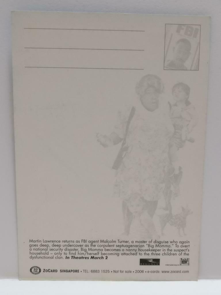 LUCKYPIGEON888 Movie Big Momma's House 2 Martin 2008 Singapore Postcard (E0341)