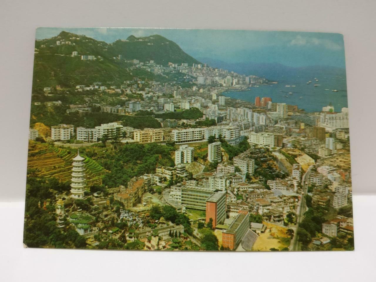 Vintage Hong Kong Tiger Balm Garden Tiger Pagoda Victoria View 虎塔 Postcard P728
