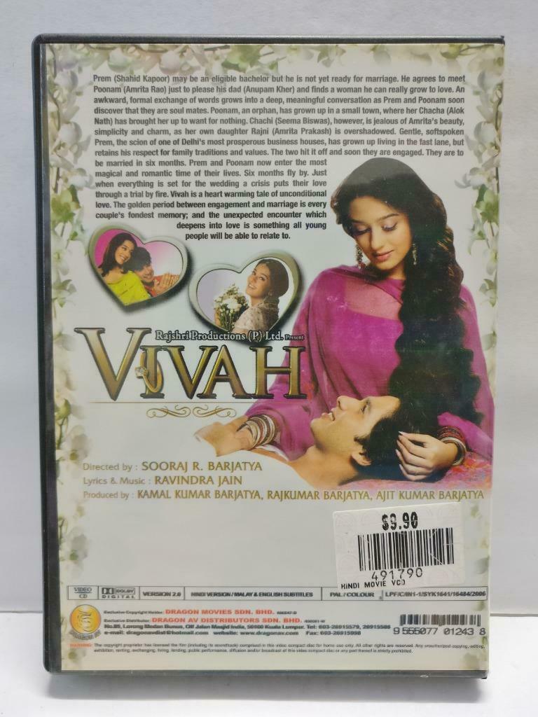 India Bollywood Hindi Movie Vivah Shahid Kapoor Malaysia Video CD 3x VCD CD984