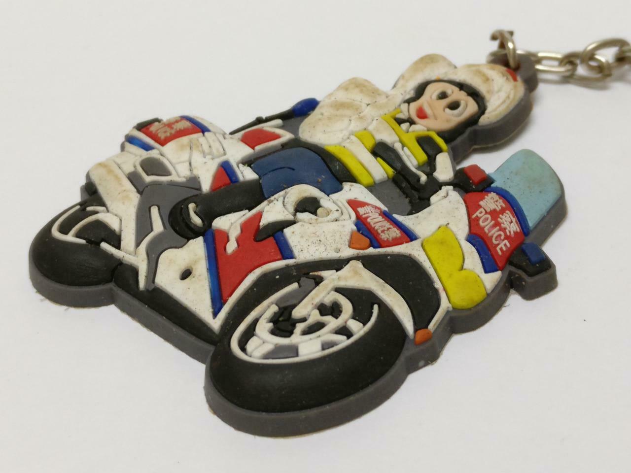 LP888 Vintage Hong Kong Promo SafetyTraffic Police Bike Rubber Keychain Keyring F/S (B765)
