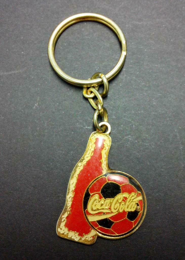 Vintage Coke Coca Cola Bottle and Football Soccer Mini Keychain Keyring F/S B239
