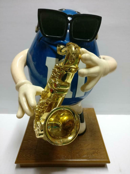 M&M's M&M Chocolate Blue Sunglasses Saxophone Candy Dispenser No Box (A2182) *5