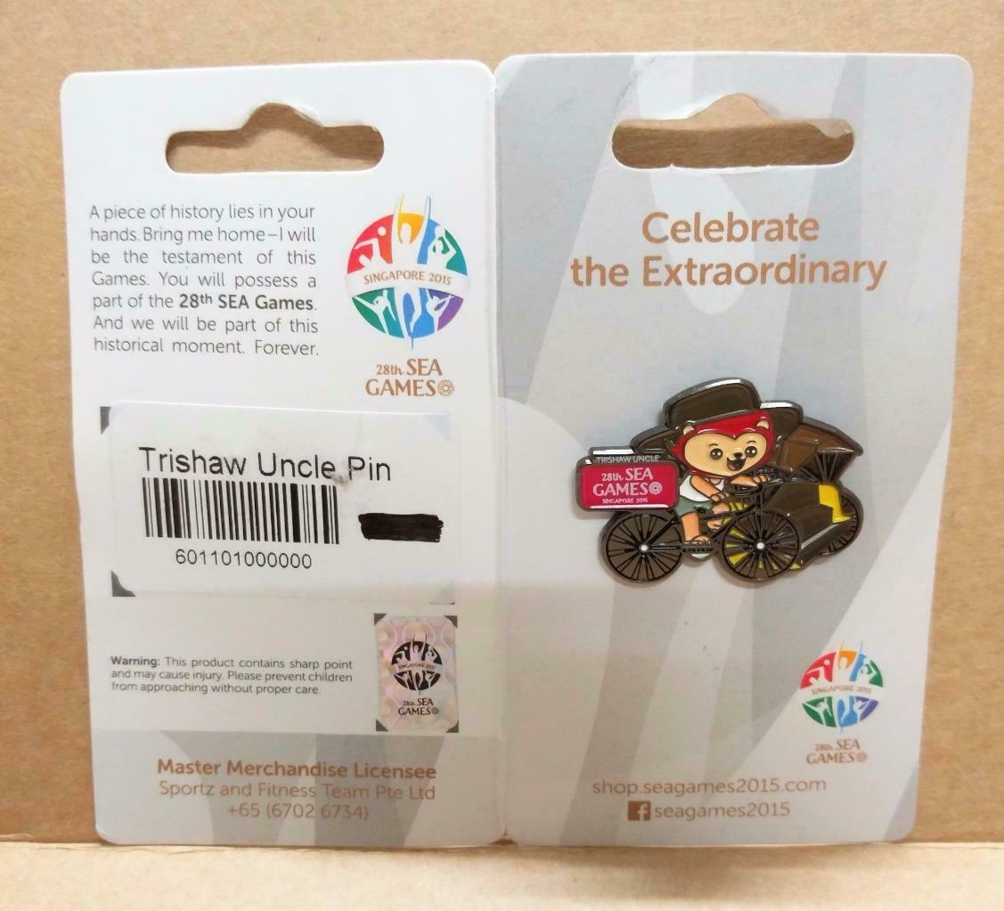LP888 Singapore 28th Olympic Sea Games 2015 Pin Badge Button Trishaw Uncle A1318