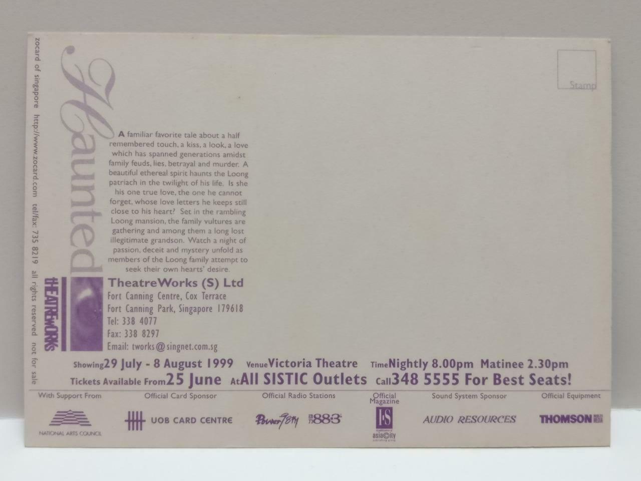 LUCKYPIGEON888 Haunted The Musical By Mark Chan 1999 Singapore Postcard (E0141)