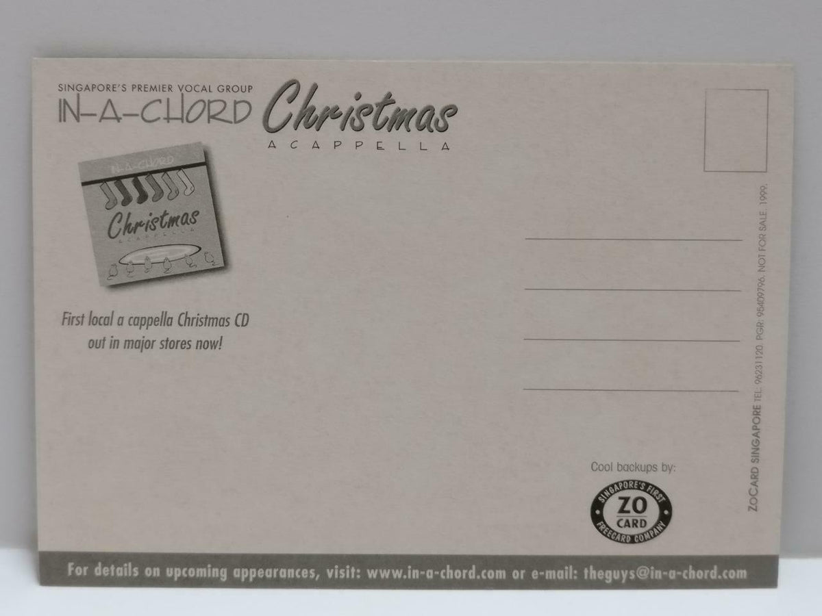 LUCKYPIGEON888 Christmas Sock Eighth Note 1999 Singapore Ad Postcard (E0304)