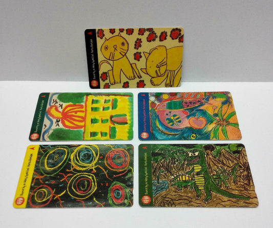 Used Vintage Singapore Phone Cards x5 Children Special Arts Artise Painting A410