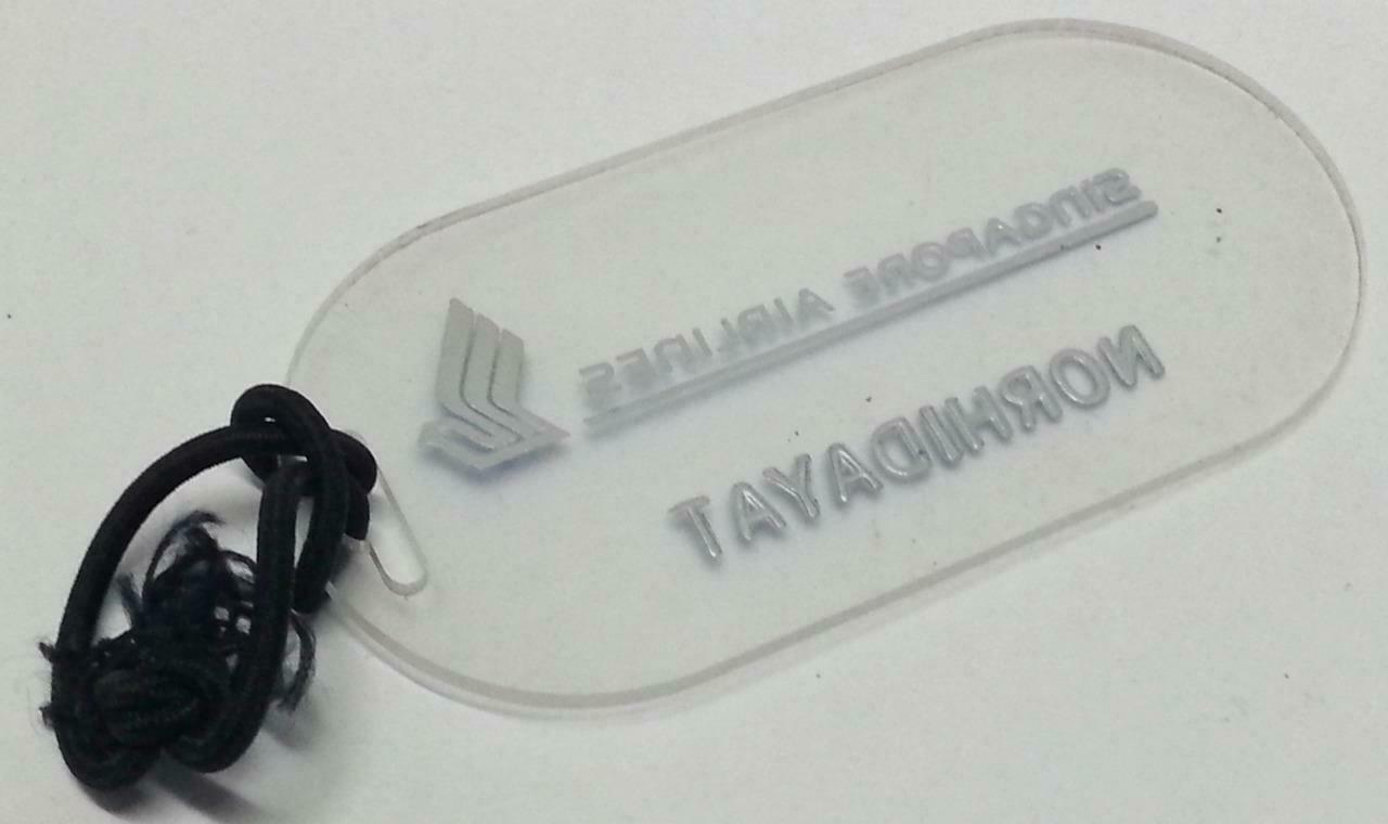 SIA Singapore Airlines Name Transparent Luggage Tag With Rubber Band F/S (B021)