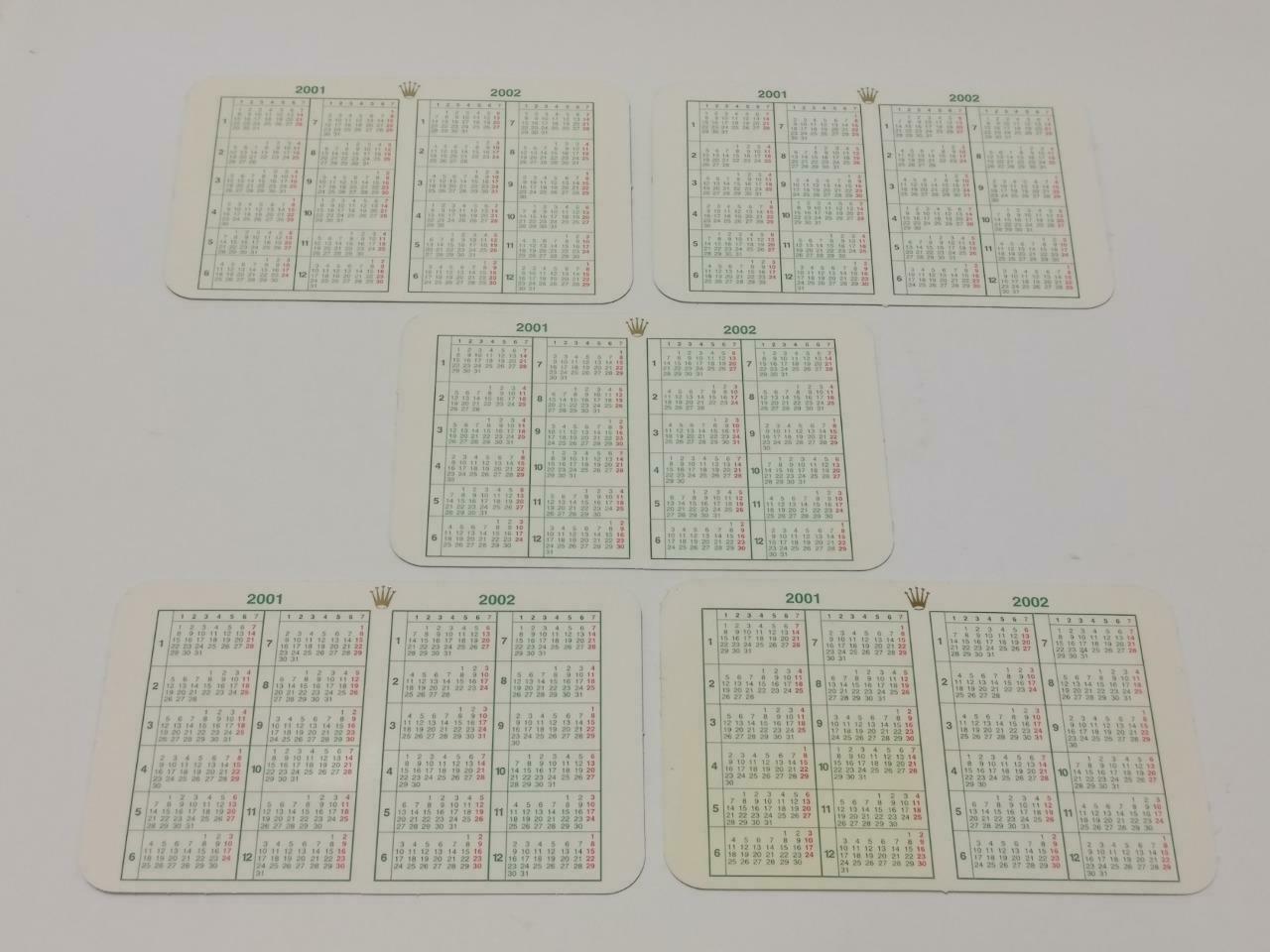 Vintage Rolex 2001 To 2002 Calendar Card x10 F/S (A2423)