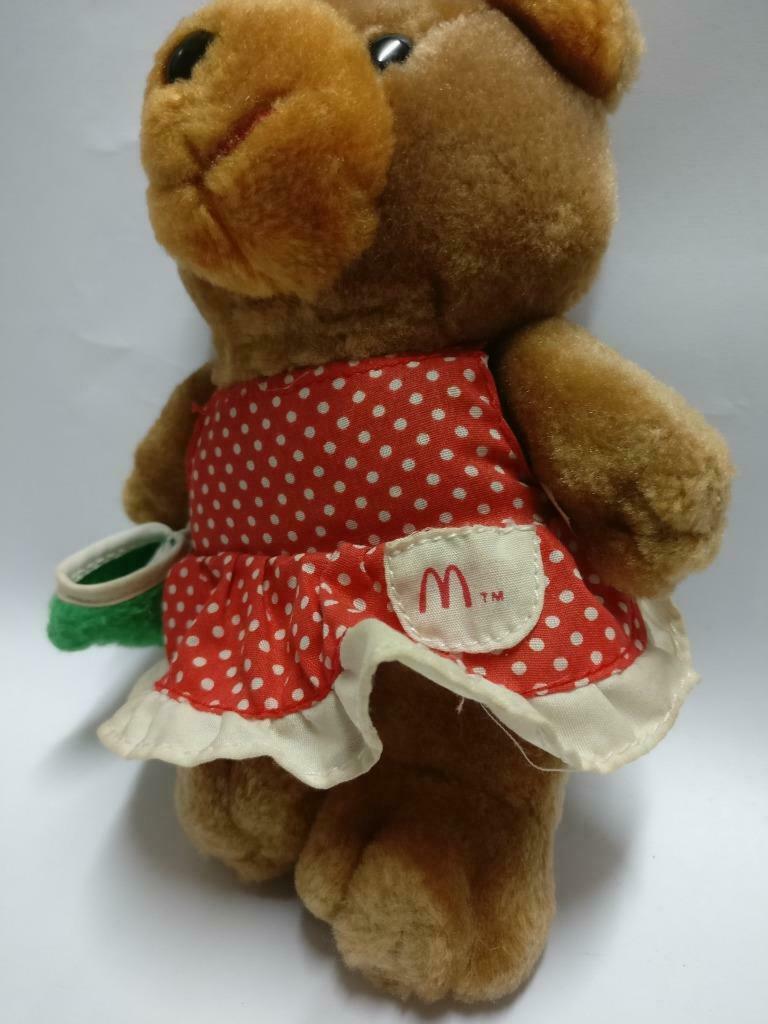 McDonald's Red Polka Dot Apron Teddy Bear 6" Plush Soft Toy F/S (PTY041)