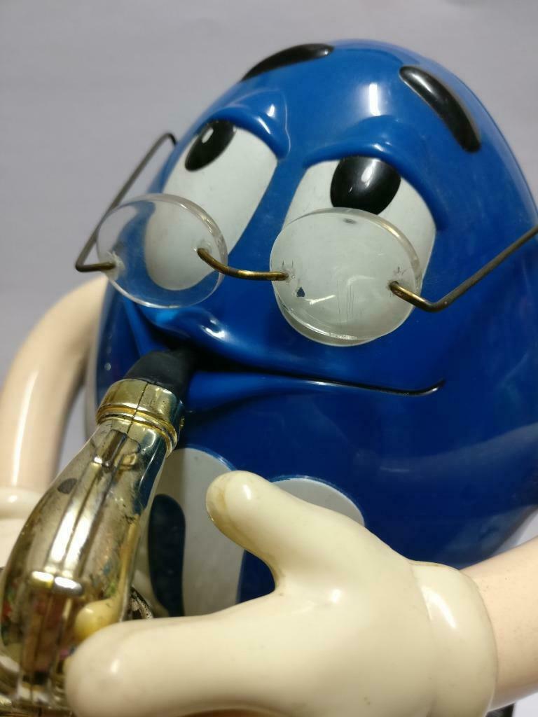 M&M's M&M Chocolate Blue Glasses Saxophone Candy Dispenser No Box  (A2183) *5