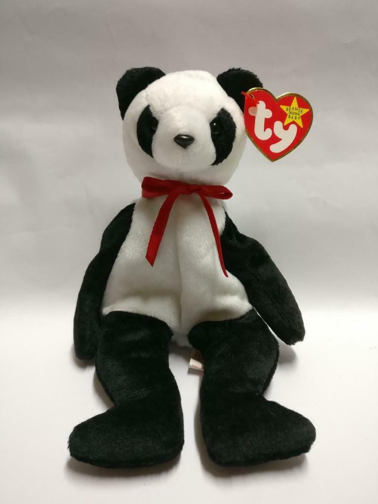 Vintage Ty Beanie Babies Fortune Panda Bear 8" 1997 KR Plush Soft Toy (PTY117)