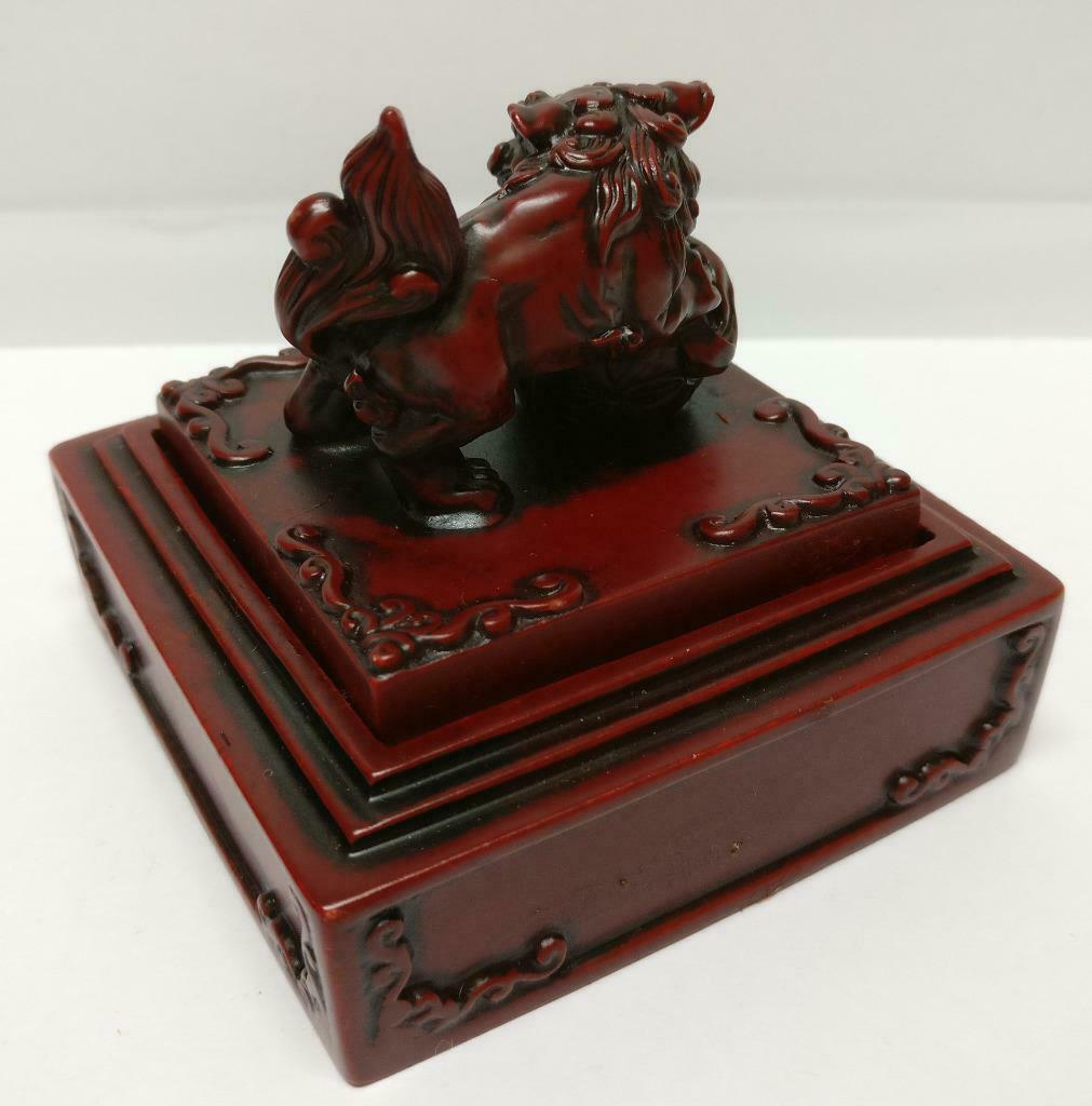 Rare SIA Singapore Airlines Traditional Lion Statue Stamp Ink Pad w/ Box (A2119)