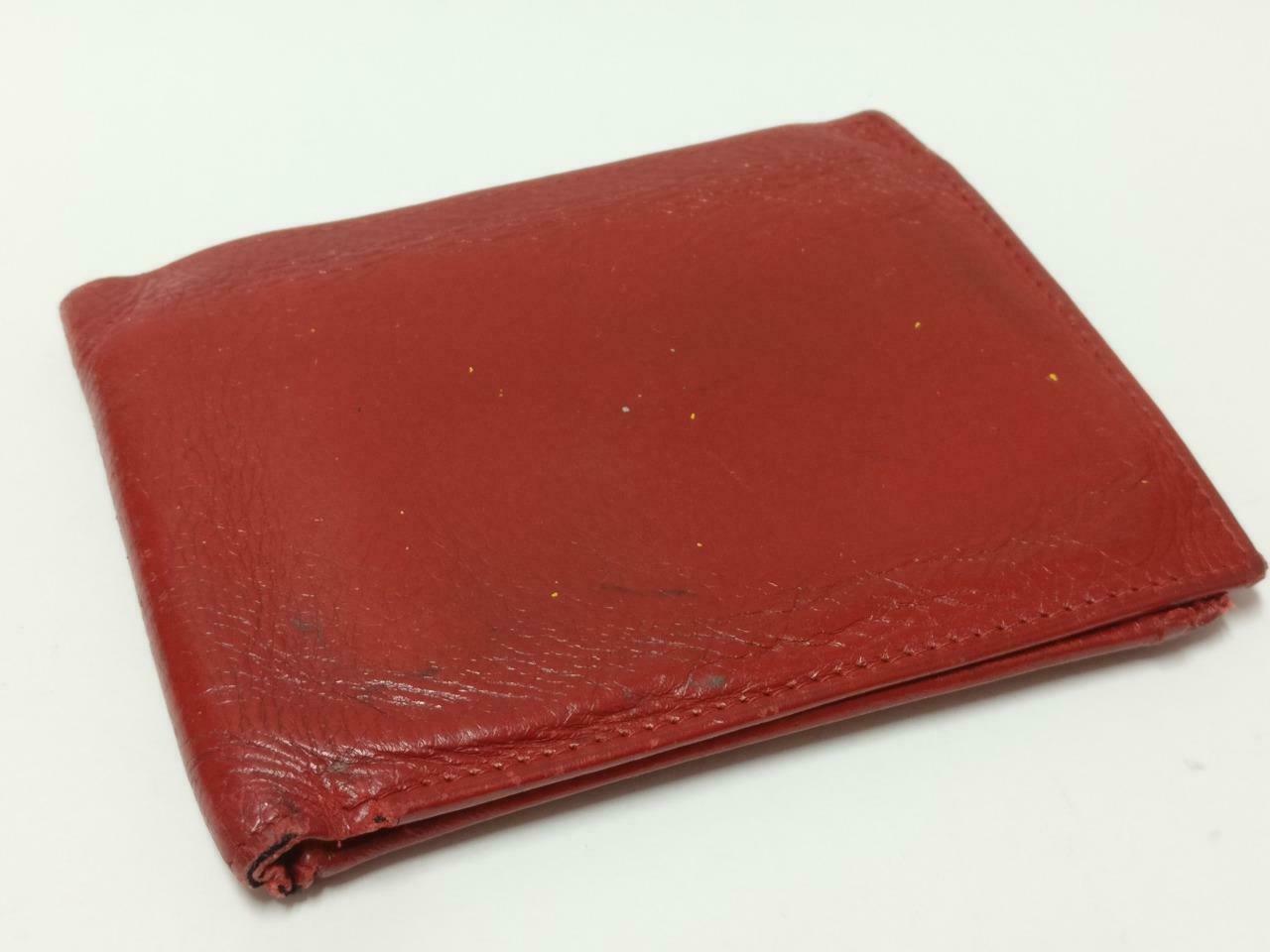 Vintage Rolex Red Leather Bi-Fold Wallet 60.02.55 F/S (A2430)