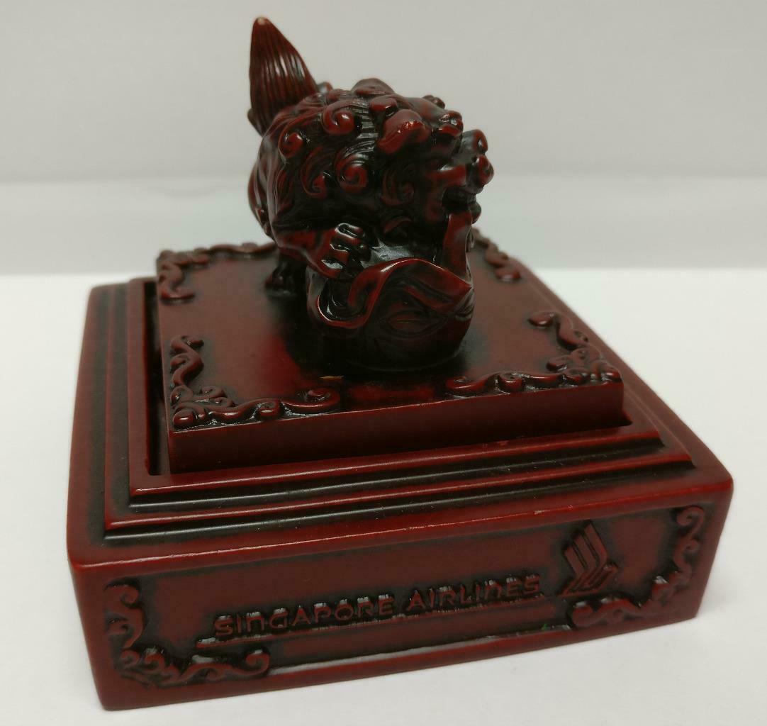 Rare SIA Singapore Airlines Traditional Lion Statue Stamp Ink Pad w/ Box (A2119)