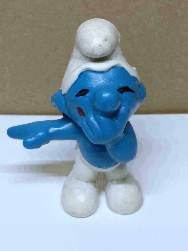 Vintage The Smurfs Laughing Smurf Miniature Figurine 1970Peyo Hong Kong x1 A1778