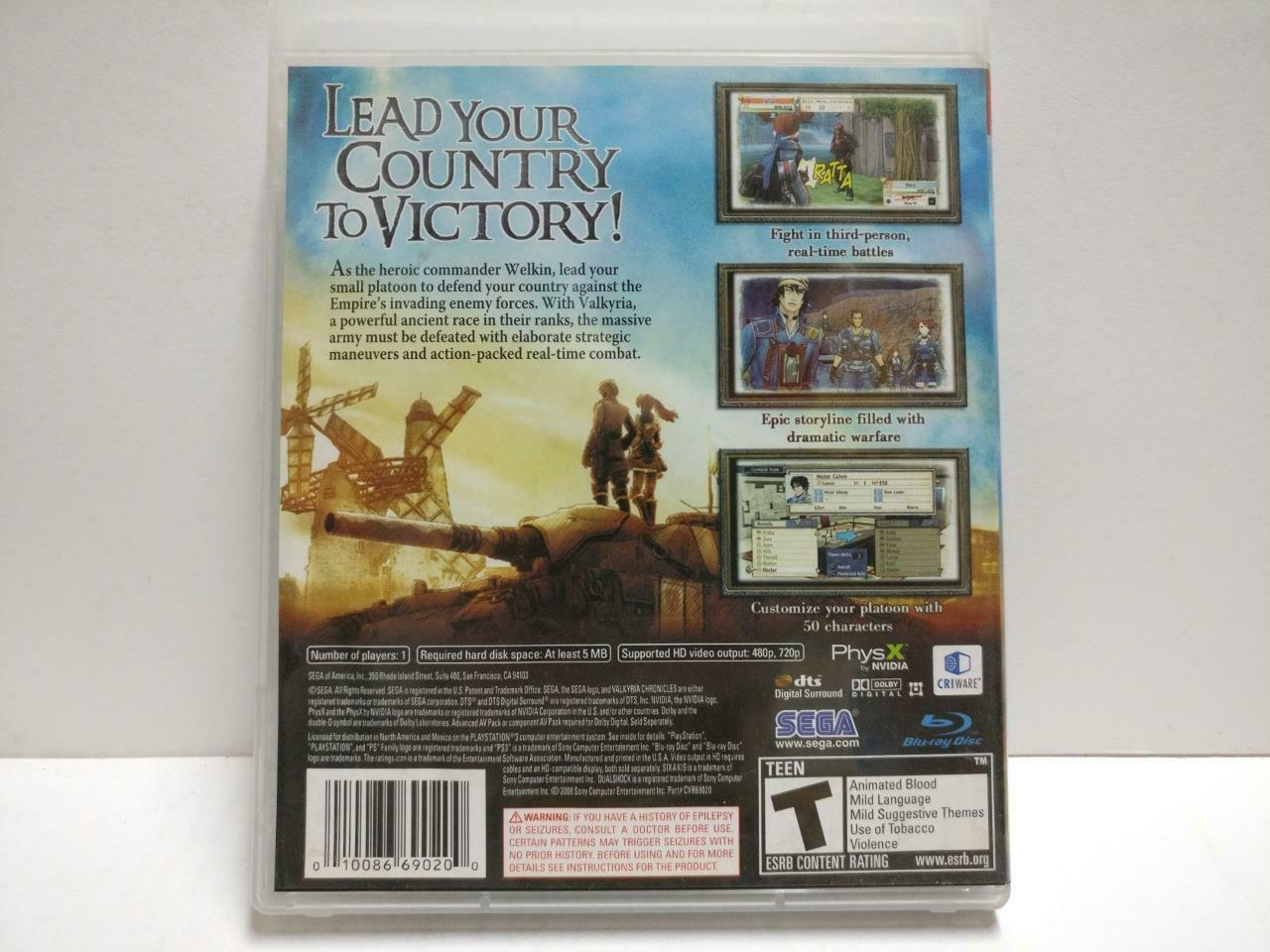 Sony PlayStation 3 PS3 Valkyria Chronicles 2008 USA Game Disc w/ Booklet (GA383)