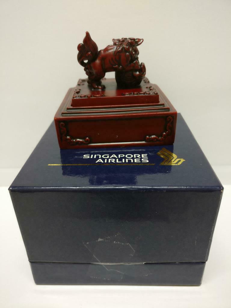 Rare SIA Singapore Airlines Traditional Lion Statue Stamp Ink Pad w/ Box (A2119)