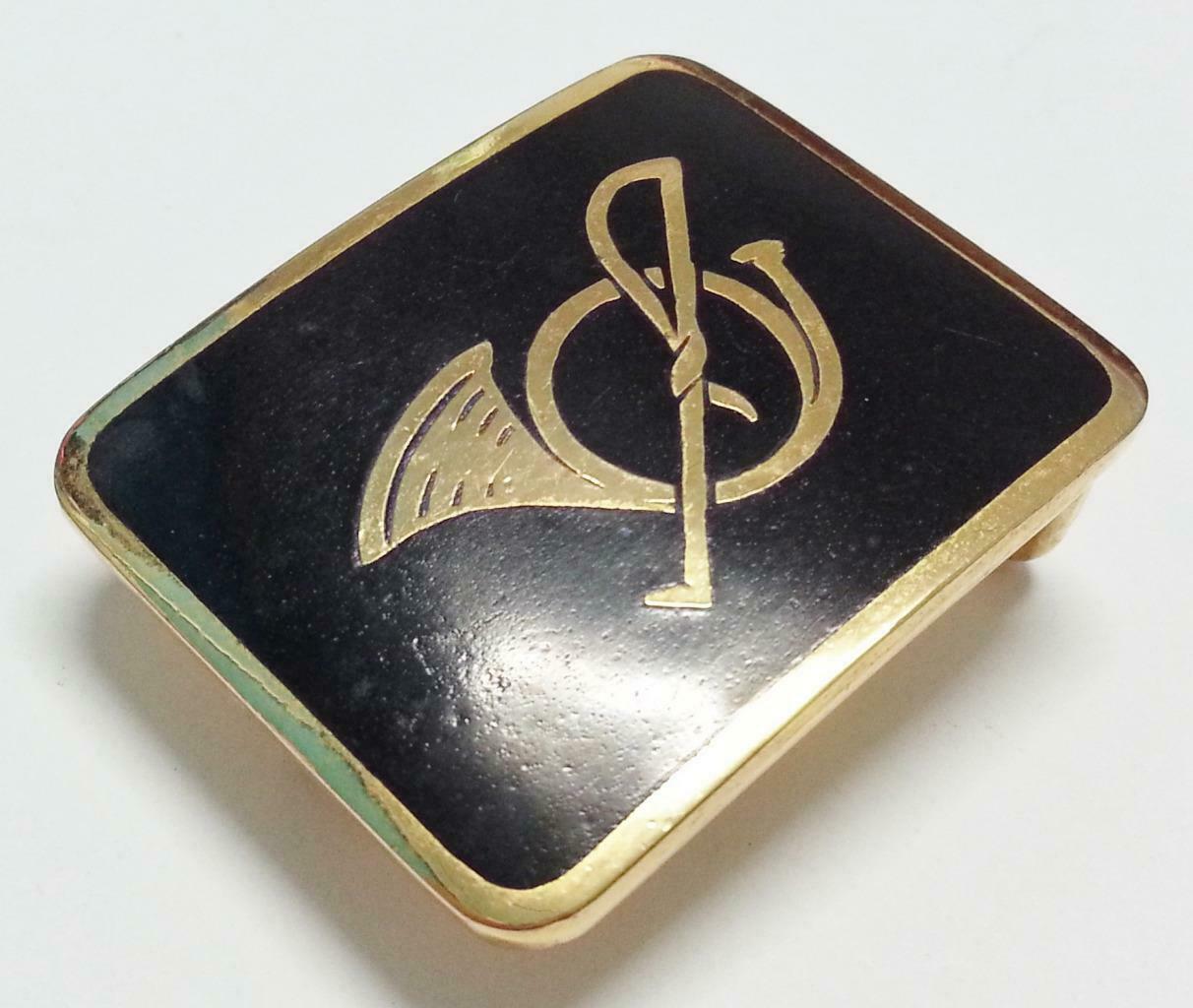 Rare Vintage Made In Italy Stainless Steel Gold Plated Retro Belt Buckle (B420)