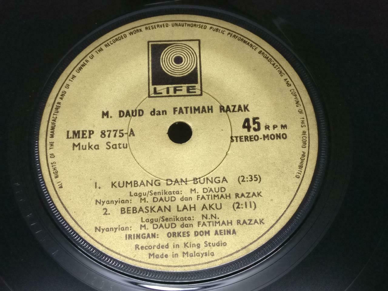 Malaysia M. Daud & Fatimah Razak & Rare Dom Aeina Band Malay EP 7" EP377)