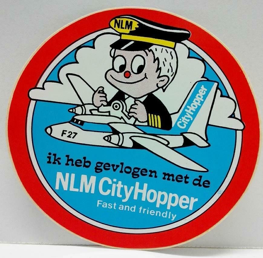 Vintage 80’s Sticker NLM CityHopper Airlines F/S (A768)