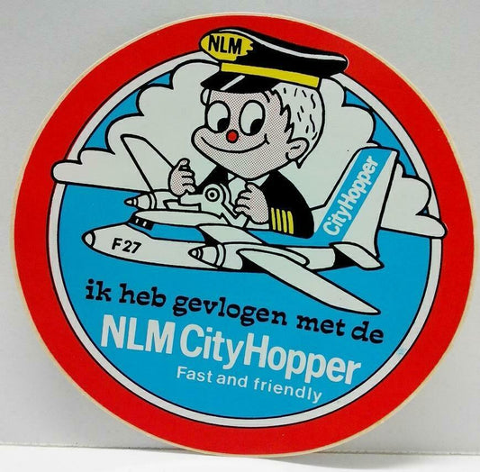 Vintage 80’s Sticker NLM CityHopper Airlines F/S (A768)