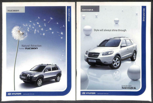 Vintage Hyundai Tucson SantaFe Car Magazine Advertisement Print Ad x 8 (P886)