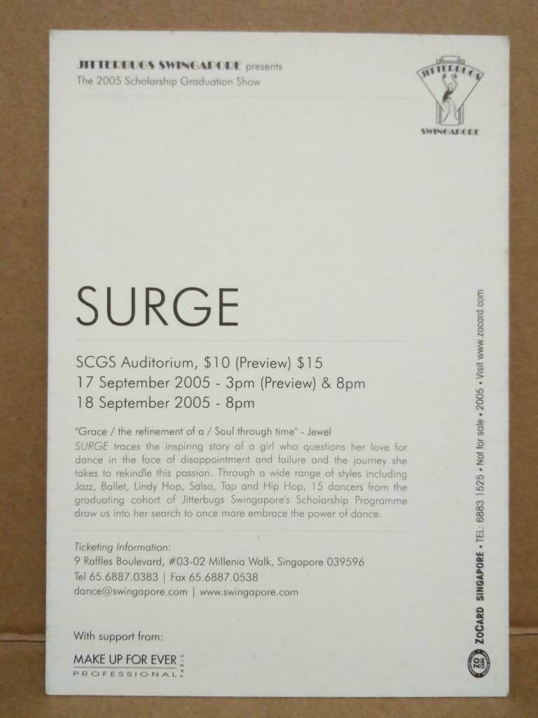 LUCKYPIGEON SURGE SCGS Auditorium 2005 Jitterbugs Advertisement Postcard (C2085)