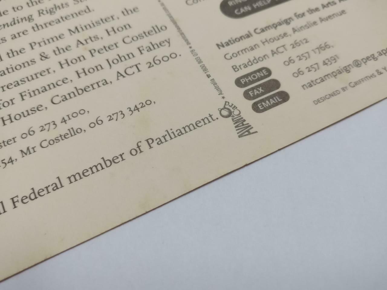 LUCKYPIGEON888 The Arts In Australia Postage Stamps Design 1997 Postcard (E0044)