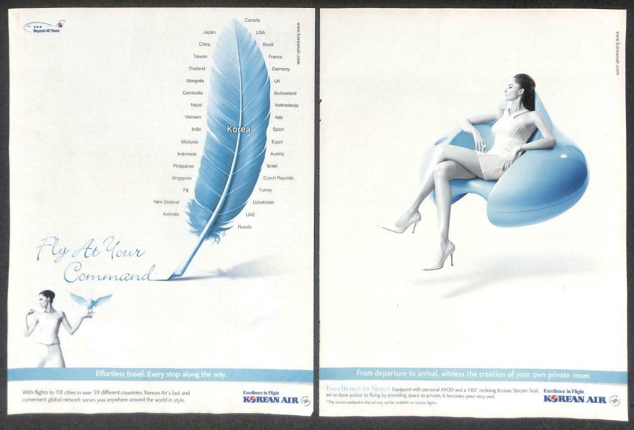 Vintage Korean Air Magazine Advertisement Print Ad x 3 (P904)