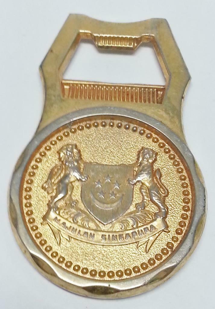 Vintage Singapore Lion City Merlion Gold Tone Bottle Opener (B022)