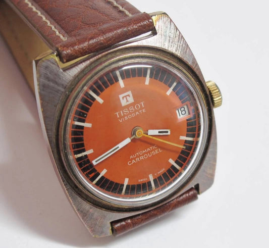 CH888 Vintage Tissot Carrousel Orange Dial Unisex Automatic Watch (TP044)